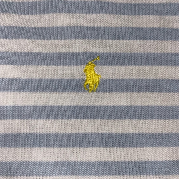 Polo Ralph Lauren Size Large Light Blue Striped Mens Short Sleeve Collared shirt - Picture 4 of 4